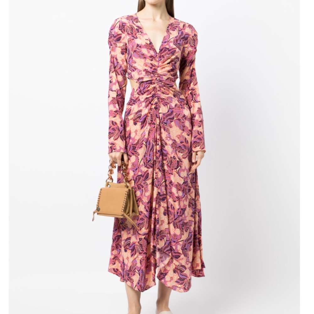 Mona Floral-Print Cut Out Back Dress in Coral Iris from A.L.C.